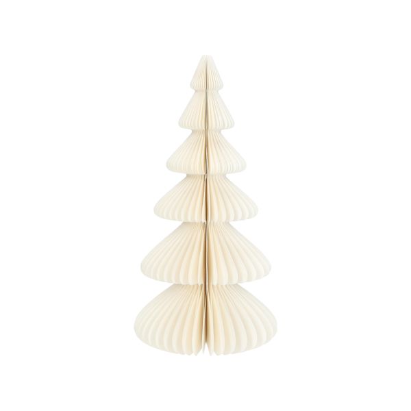 Sapin de Noël, blanc, petit, papier plié, 23 cm