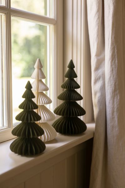Kerstboom uitvouwbaar, papier, wit, groot, 30 cm