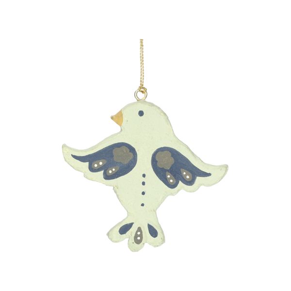 Kersthanger vogel, katoen maché, 7,5 cm