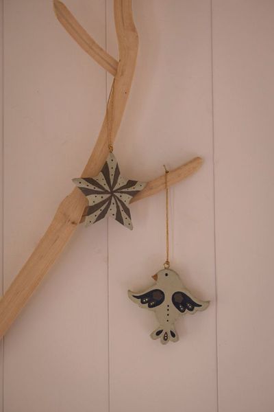 Kersthanger vogel, katoen-maché, 7,5 cm