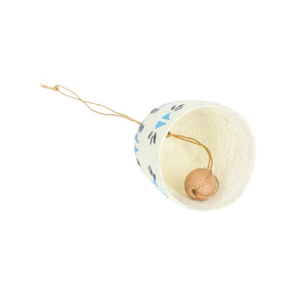 Kersthanger bel, katoen-maché, wit, 7 cm