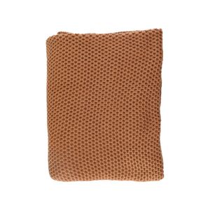 Gebreid plaid, GOTS bio-katoen, bruin, 130 x 170 cm