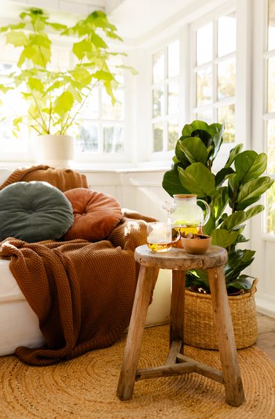 Gebreid plaid, GOTS bio-katoen, bruin, 130 x 170 cm