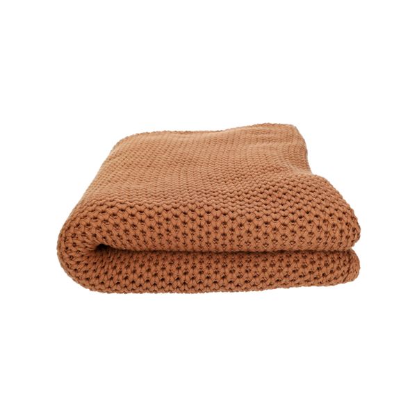 Gebreid plaid, GOTS bio-katoen, bruin, 130 x 170 cm Gebreid plaid, GOTS bio-katoen, bruin, 130 x 170 cm