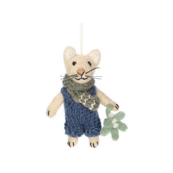 Suspension, souris avec branche, feutrine