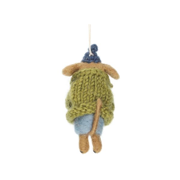 Hanger hond met cadeau, vilt
