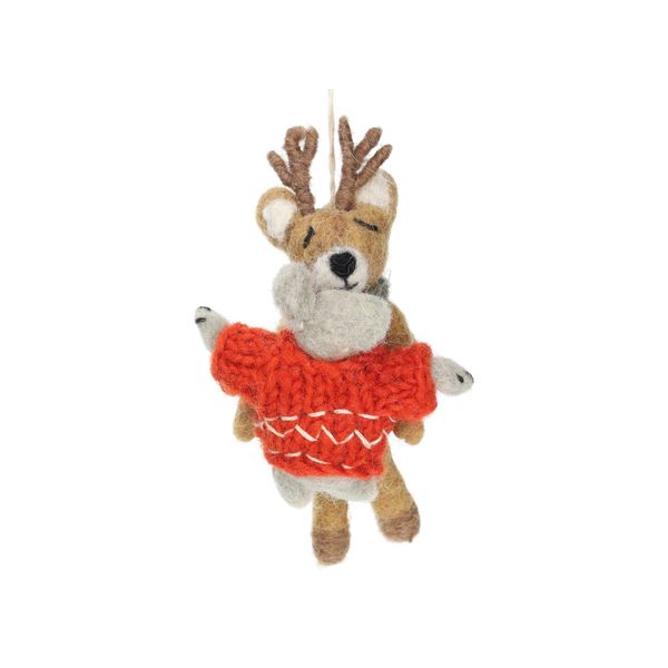 Suspension de Noël, biche et faon, feutrine Suspension de Noël, biche et faon, feutrine
