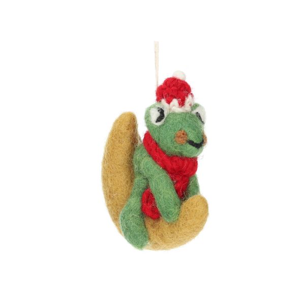 Suspension de Noël, grenouille sur la lune, feutrine