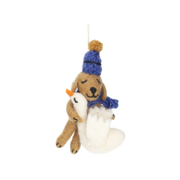 Hanger hond met gans, vilt