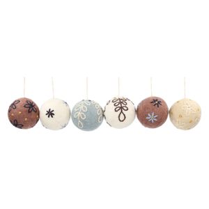 Kerstballen, set van 6 in doos, Ø 5 cm, vilt