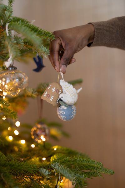 Kerstballen, set van 6 in doos, Ø 5 cm, vilt
