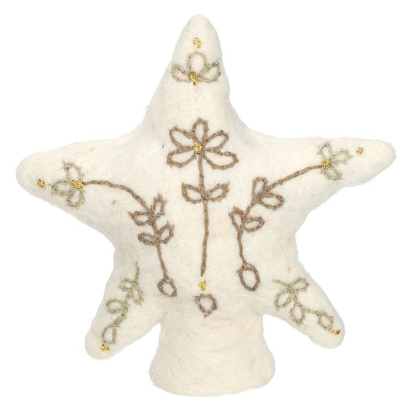 Kerstboom piek, vilt, ster, wit,