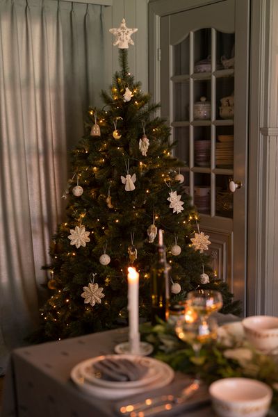 Kerstboom piek, vilt, ster, wit,