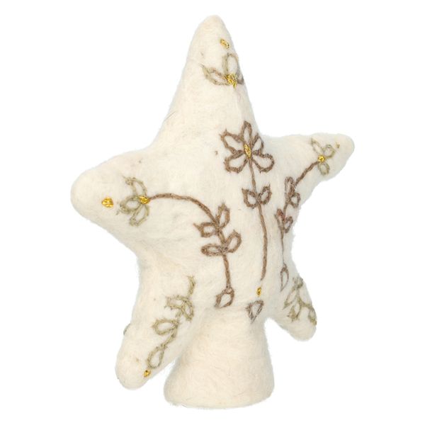 Kerstboom piek, vilt, ster, wit,