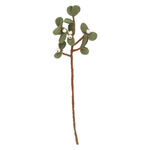 Branche de Noël, baies blanches, feutrine Branche de Noël, baies blanches, feutrine