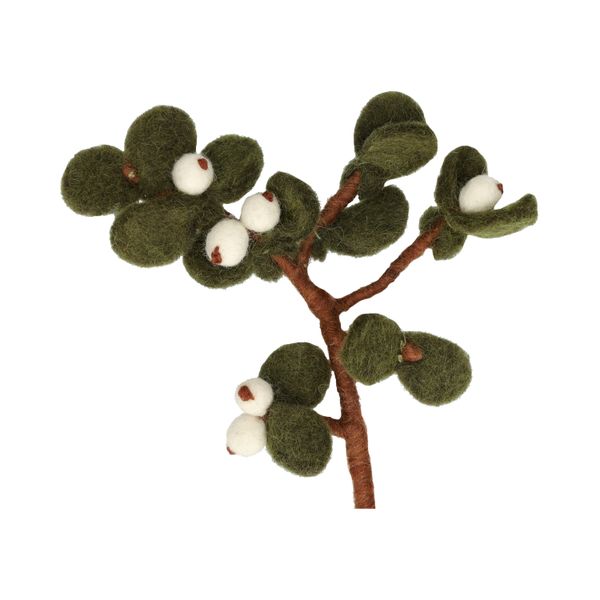 Christmas branch with white berries, felt