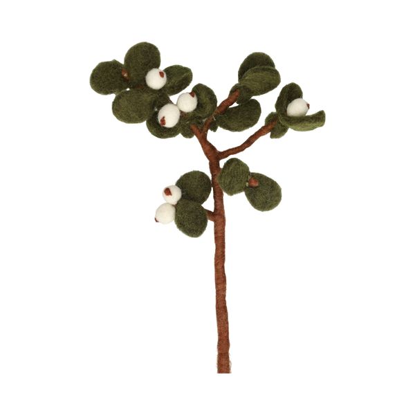 Christmas branch with white berries, felt