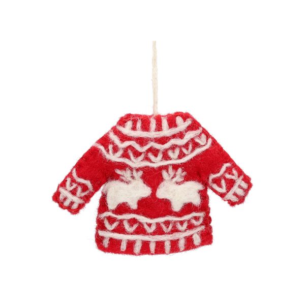 Kersthanger, trui met rendieren, vilt