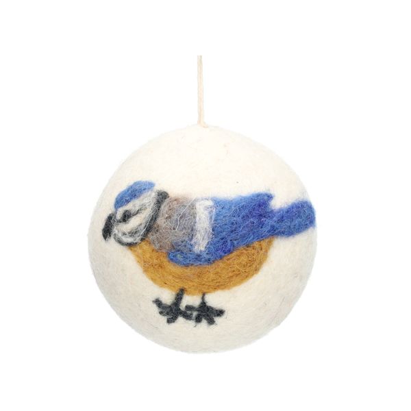 Kerstbal met pimpelmees, vilt, Ø7 cm