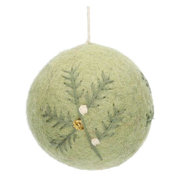 Kerstbal, vilt, groen, ca. Ø7 cm