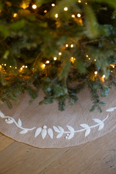 Kerstboomkleed, vilt, zand, Ø ca. 120 cm