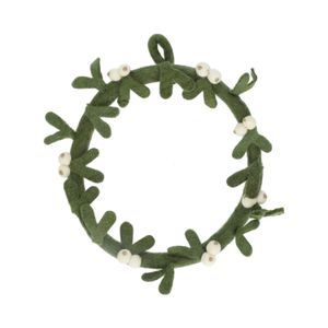 Kerstkrans met witte besjes, vilt, Ø24