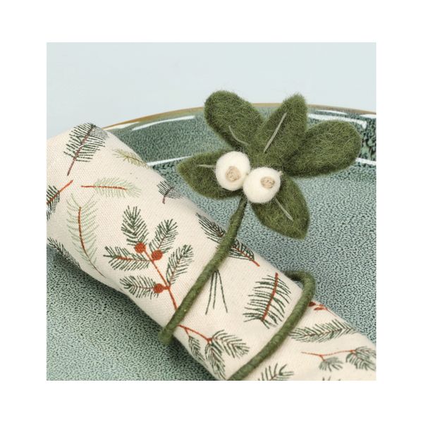 Branche de Noël, rond de serviette, feutrine