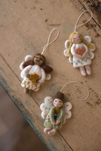 Set van drie hangers, engelen, vilt