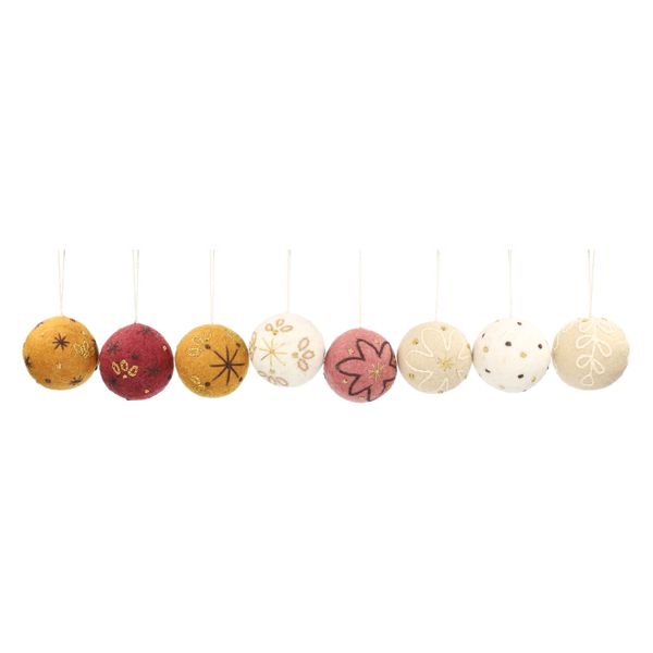 Boules de Noël, lot de 8, Ø5 cm, feutrine