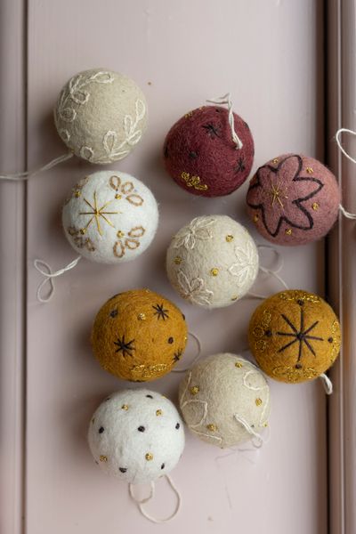 Kerstballen, vilt, set van 8, Ø5 cm