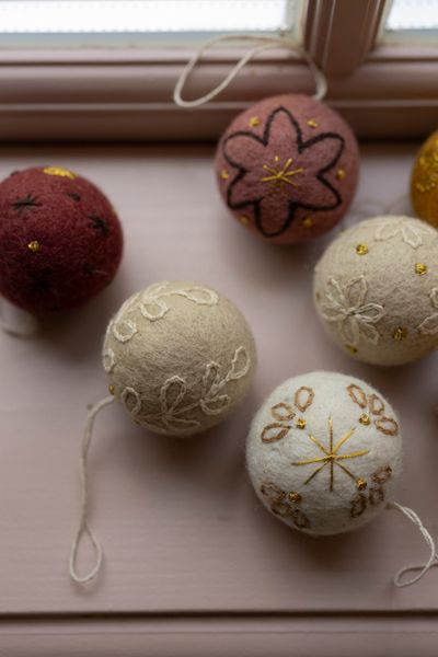 Kerstballen, vilt, set van 8, Ø5 cm