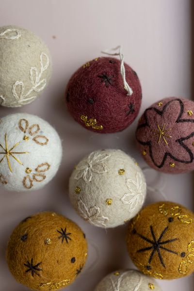 Kerstballen, vilt, set van 8, Ø5 cm