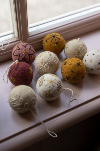 Kerstballen, vilt, set van 8, Ø5 cm