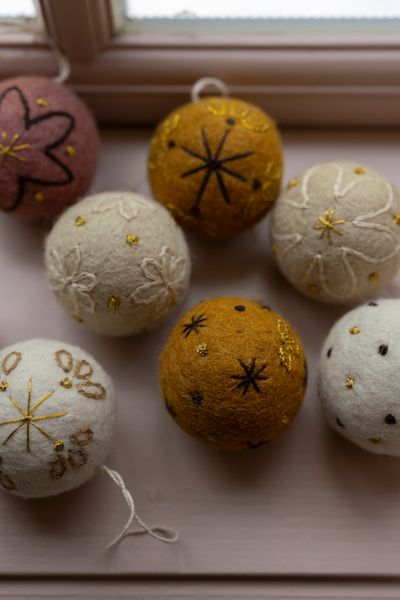 Kerstballen, vilt, set van 8, Ø5 cm
