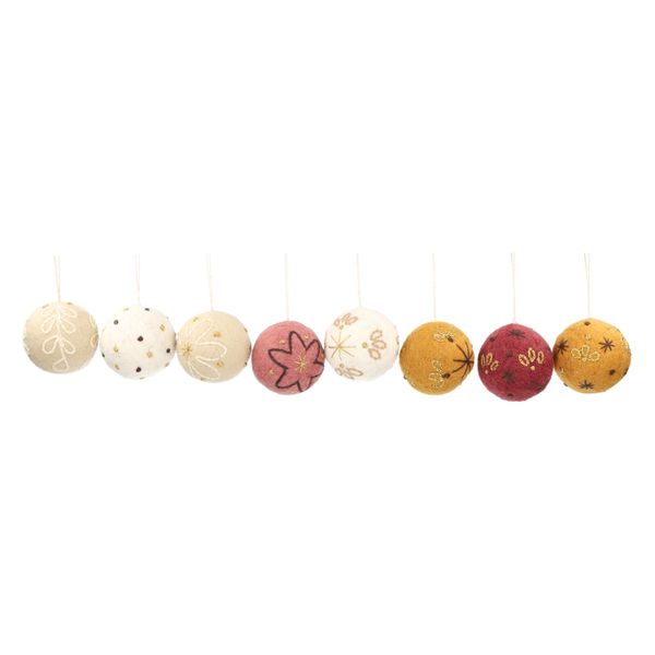 Kerstballen, vilt, set van 8, Ø5 cm
