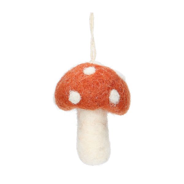 Hanger paddenstoel, vilt, rood met witte stippen