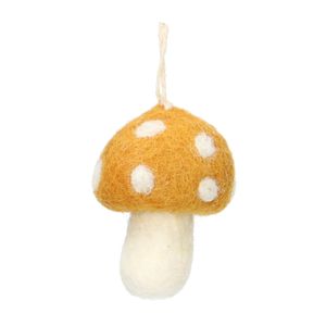 Mushroom decoration, felt, brown with white spots Mushroom decoration, felt, brown with white spots