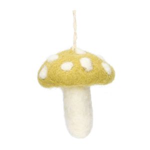 Hanger paddenstoel, vilt, groen met witte stippen Hanger paddenstoel, vilt, groen met witte stippen