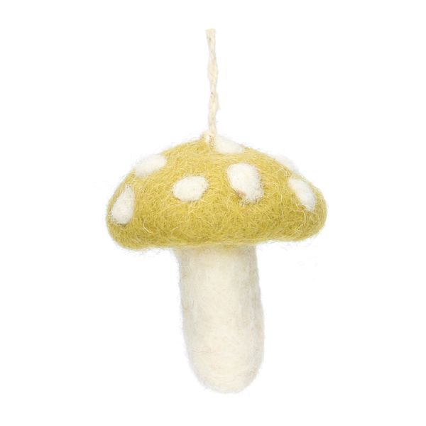 Hanger paddenstoel, vilt, groen met witte stippen Hanger paddenstoel, vilt, groen met witte stippen