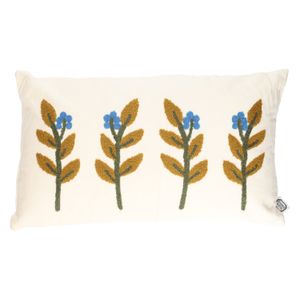 Coussin en velours, coton bio, brindilles, blanc cassé, 30 x 50 cm