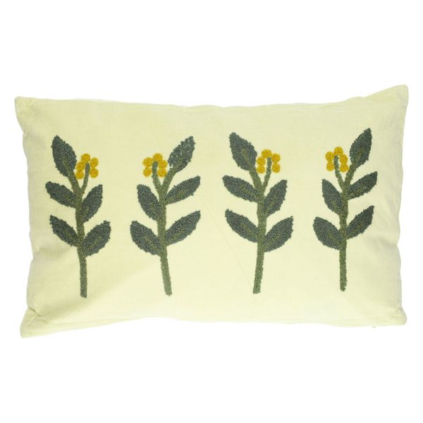 Coussin en velours, coton bio, brindilles, vert, 30 x 50 cm Coussin en velours, coton bio, brindilles, vert, 30 x 50 cm