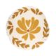 Coussin en velours, coton bio, rond, Ø 40 cm, dessin ocre sur fond blanc cassé Coussin en velours, coton bio, rond, Ø 40 cm, dessin ocre sur fond blanc cassé