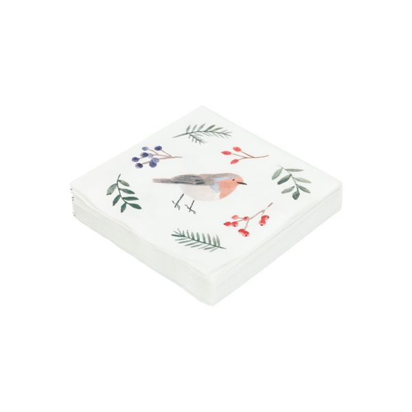 Serviettes de table, papier, vert Noël et oiseau, 25 x 25 cm, 20 pcs Serviettes de table, papier, vert Noël et oiseau, 25 x 25 cm, 20 pcs