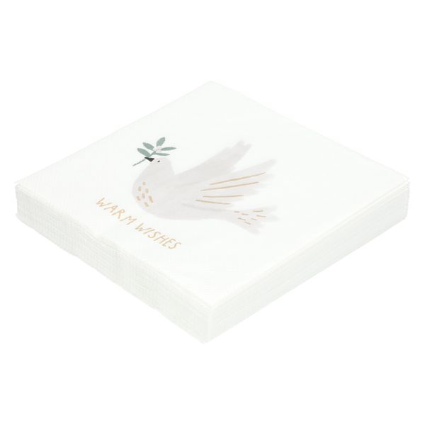 Serviettes de table, papier, colombe de la paix, 33 x 33 cm, 20 pcs