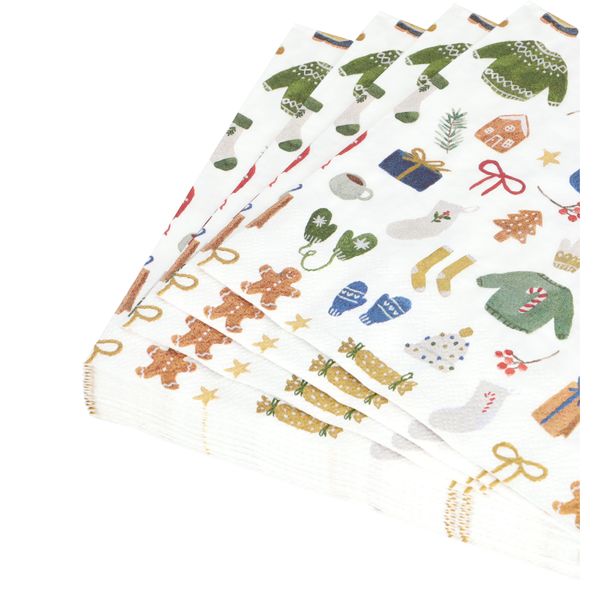 Servetten, papier, winteraccessoires, 33 x33 cm, 20 stuks