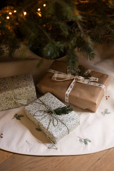 Couvre-pied de Noël, coton recyclé, forêt d'hiver, Ø env. 120 cm Couvre-pied de Noël, coton recyclé, forêt d'hiver, Ø env. 120 cm