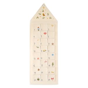 Adventskalender, winterbos, gerecycled katoen, 24 vakjes, 115 x 40 cm