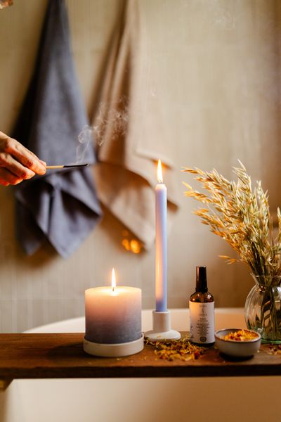 Bougie bloc, bleu clair, Ø10 X 9 cm