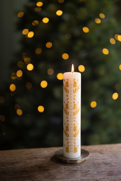 Adventskaars, decoratief, wit, Ø5 X 25 cm