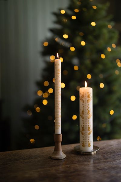 Adventskaars, decoratief, wit, Ø5 X 25 cm
